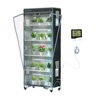 Indoor Greenhouse with Cover 6-Tiered with 5 Sets of T8 Growth Lights Plant Rack with Thermometer Timer for Seedling Propagation and Flowering, 29.8 "LX13.9 WX71.8 H