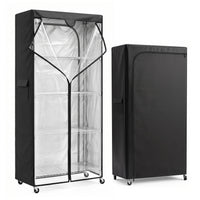 Wire shelving cover with clear front panel on wire rack