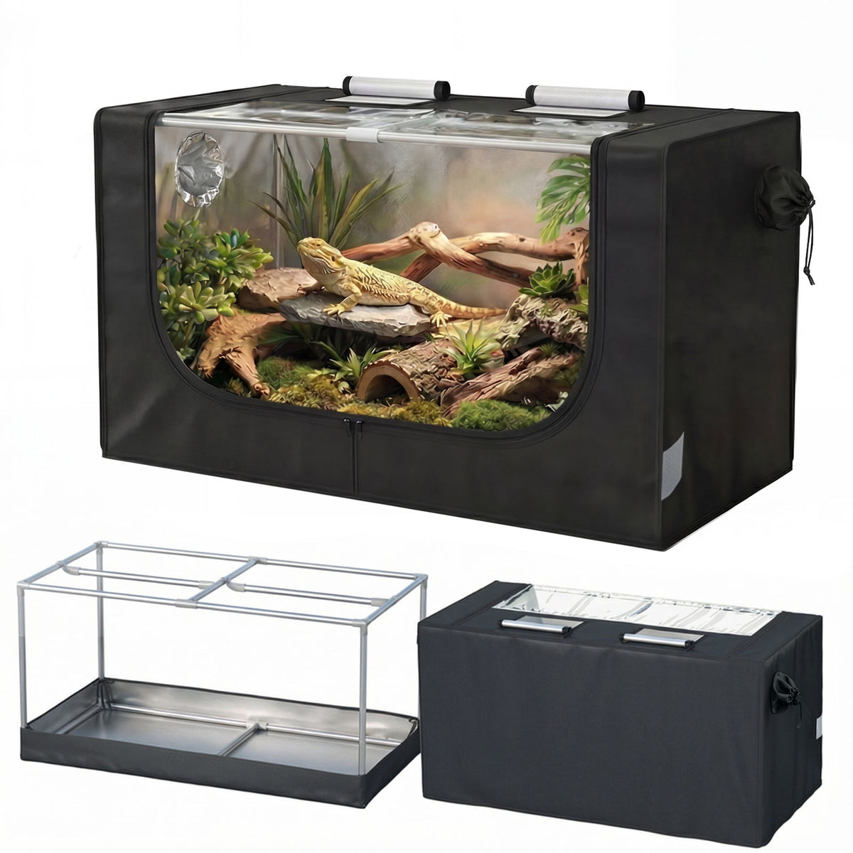 Large reptile enclosure tent 4x2x2 ft 120 gallon front view