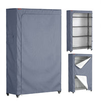 Grey storage shelving rack cover front view on wire storage shelf
