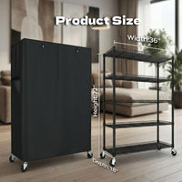 Dimensions diagram for 36x18x72 inch wire rack with cover and wheels